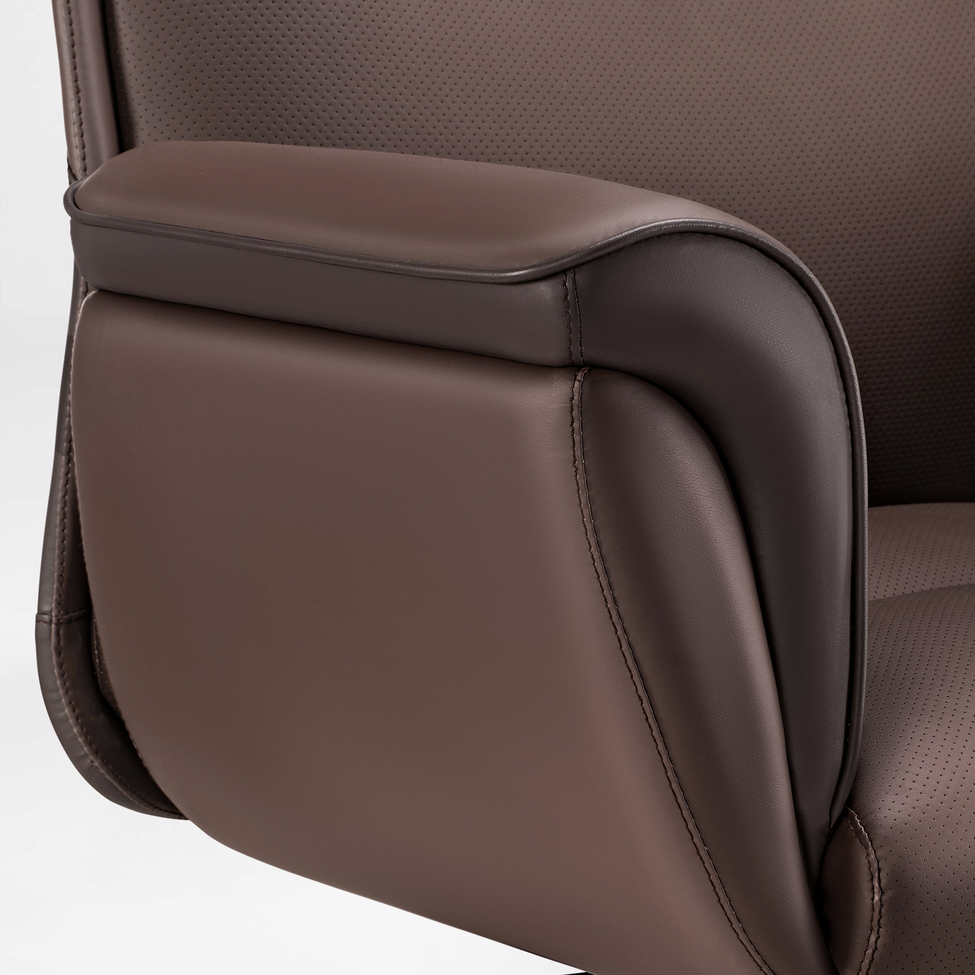 Royal Executive Office Chair Brown Microfiber Leather Armrests, Thickened Padding for Enhanced Comfort.