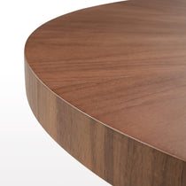 41 Irregular Round Walnut Coffee Table Close-Up, Showcasing Wood Grain Detail and Solid Wood Edge.