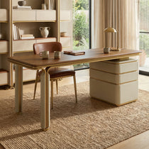 Eureka Ergonomic Zenith Series executive office desk with drawers in a modern home office.