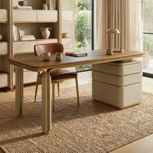 Eureka Ergonomic Zenith Series executive office desk with drawers in a modern home office.