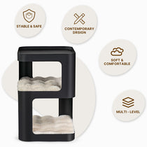 Black 3-Tier Cat Tower With Contemporary Design, Providing a Safe and Comfortable Multi-Level Cat Bed.