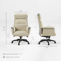 Royal Executive Office Chair Dimensions - Cream Microfiber Leather, Ergonomic Design, Weight Capacity 300 Lbs.