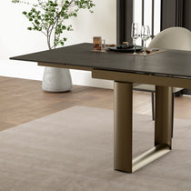 Savoy Black Extendable Dining Table With Sintered Stone, Dining Room Centerpiece.