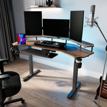 Eureka Ergonomic Aero Pro Wing-Shaped Desk Setup With Dual Monitors, Ergonomic Design, and Accessories.