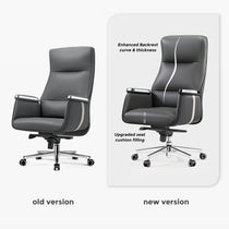 Eureka Ergonomic Royal II office chair: new vs old version comparison showing enhanced backrest and upgraded seat cushion.
