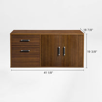 Zen Pro Executive Desk Wooden Cabinet With Drawers, Brown Wood Grain Finish, Office Storage Unit.