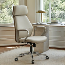 Eureka Ergonomic Aric Faux Leather Executive Office Chair Off-White Front View