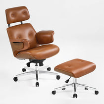 Mathias Leather Executive Chair with Ottoman