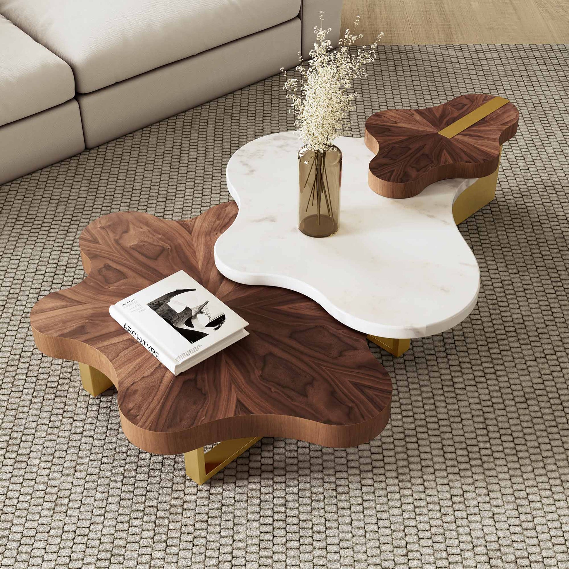 63" Cloud shape modern coffee table in living room