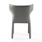 Modern Saddle Leather Dining Chairs Set of 2, Gray