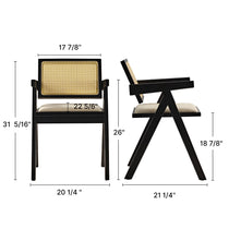 Mila Rattan Dining Chairs Set of 2, Walnut/Black