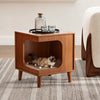 15.94" Solid Wood Cat Bed & Side Table - Walnut