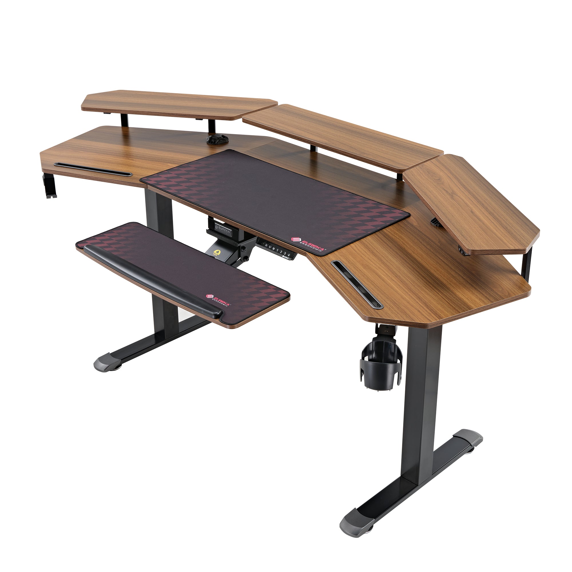 Eureka Ergonomic 72'' Wing shape Electric Standing Desk with Accessories
