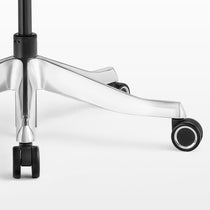 Eureka Ergonomic Forma ergonomic chair polished aluminum alloy base with visible casters and sturdy wheel design.