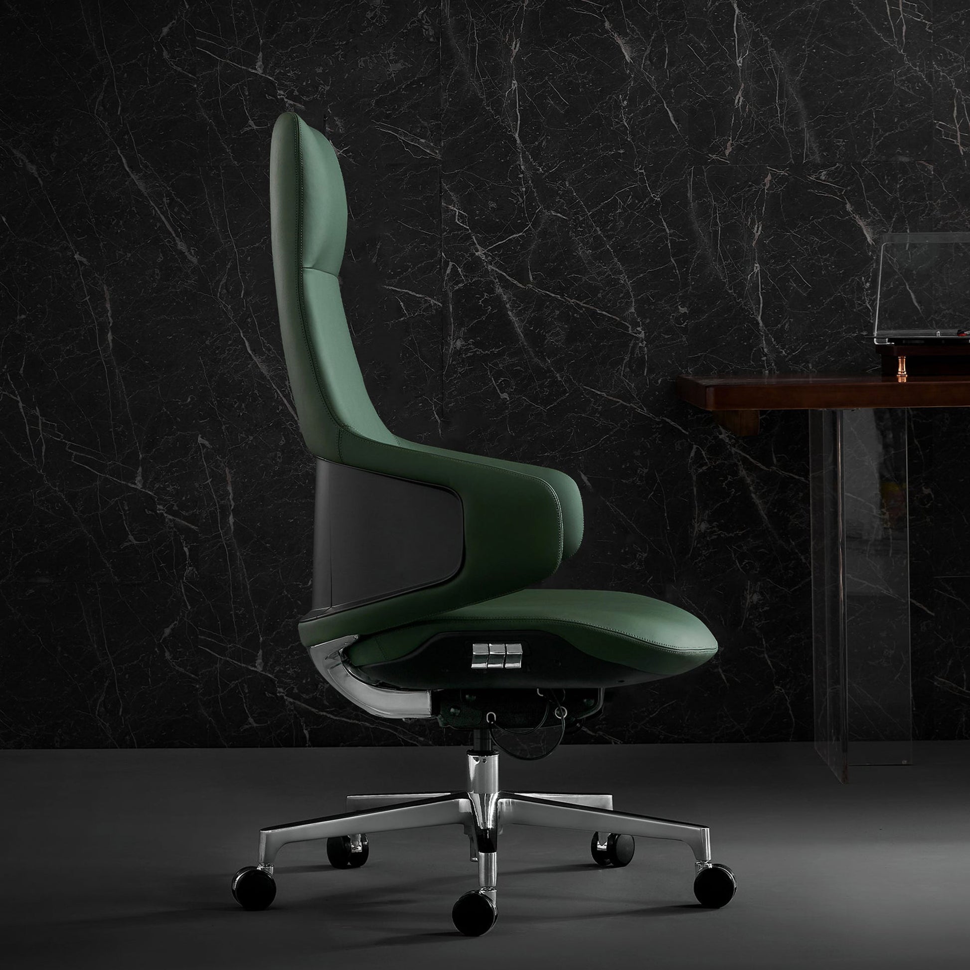 Eureka Ergonomic Serene Bella, Executive Leather Office Chair, Green