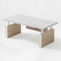 Eureka Ergonomic Zen Pro 72'' Executive Standing Desk With White Desktop and Maple Texture Legs.