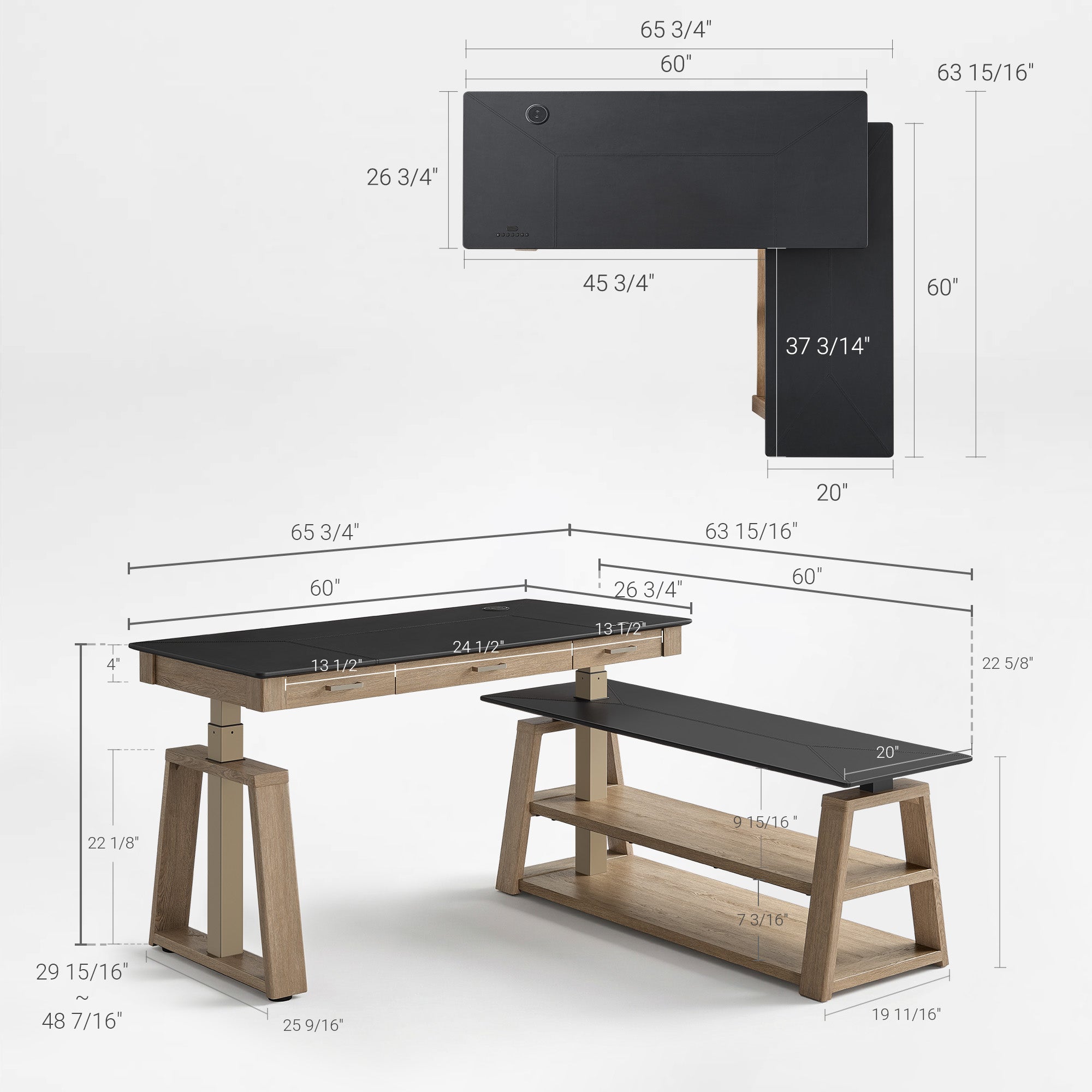 Eureka Ergonomic L Shape Excuetive Standing Desk with Storage Shelf