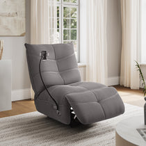 Gray Linx Power Glider Recliner With Techno 3D Fabric, in a Modern Living Room Setting, Ergonomic Design.