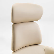Eureka Ergonomic Royal Rowan beige microfiber leather executive chair headrest and back with perforated side detail.