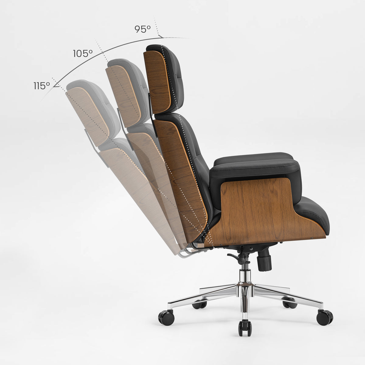 Mathias Marcel, High Back Office Chair Genuine Leather and Reclining Design