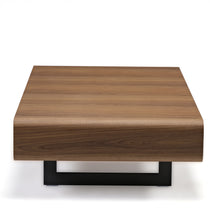 Eureka Ergonomic 47 Walnut Coffee Table, Walnut Top and Black Legs, Rounded Edges.