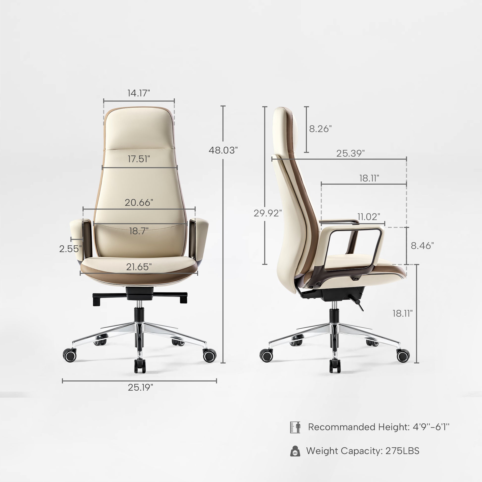 Serene Alto Executive Office Chair Product Dimensions