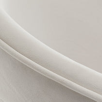 Shanean Velvet Dining Chair Detail, Off-White Velvet Fabric, Curved Backrest Design.