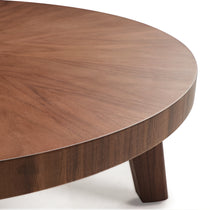 41 Irregular Round Walnut Coffee Table Detail, Showcasing Wood Grain and Solid Wood Edge.