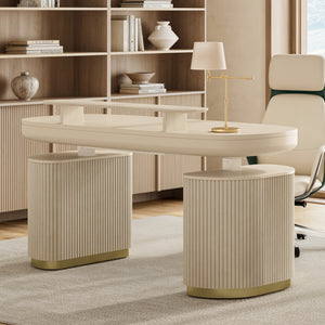 [Coming Soon] Opal - Oval Executive Standing Desk with Storage (66"x29")