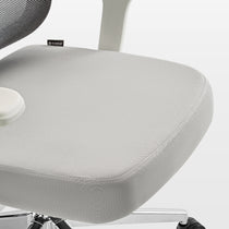 Eureka Ergonomic Exis ergonomic office chair light gray fabric seat with textured weave and EUREKA logo detail.