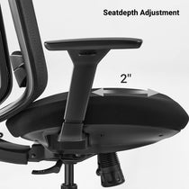 Nico Ergonomic Office Chair With Black Mesh Back, Adjustable Back Curve&Lumbar Support, Ergonomic Design,SeatDepth