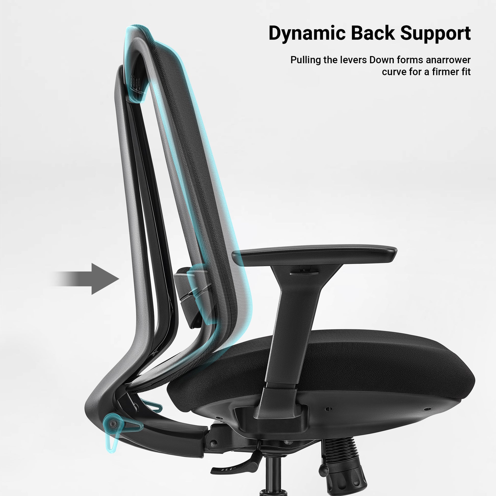 Nico Ergonomic Office Chair With Black Mesh Back, Adjustable Back Curve&Lumbar Support, Ergonomic Design, Dynamic Back Support