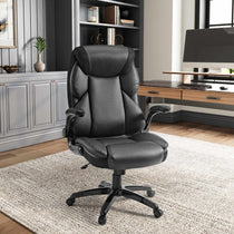 Galene Black Faux Leather Office Chair, Ergonomic Design for Workspace Comfort.