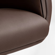 Royal Microfiber Leather Executive Office Chair Detail - Brown Perforated Seat and Armrest, Ergonomic Design.