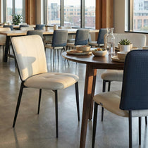 Aspen, Upholstered Dining Side Chairs Set of 2,  Indigo Blue& Off-White