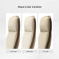 Eureka Ergonomic Alto ergonomic office chair, cream silicone leather headrest and back showing color variation in different lighting.