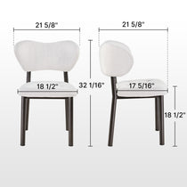 Nibbles Dining Chair Dimensions: White Upholstered Chair With 21 5/8 Width, Geometric Fabric, Dark Legs, Modern Design.