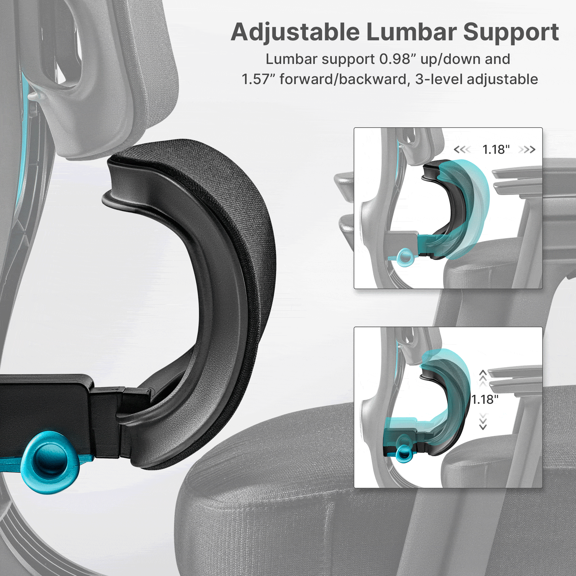 Adjustable Lumbar Support,blue fabric