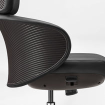 Eureka Ergonomic Royal Rowan black microfiber ergonomic executive office chair with perforated seat, headrest, and ribbed backrest.