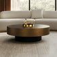 35" Brown Coffee Table with Glass Side Table Set of 2