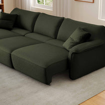 Vero Power Sleeper Sofa in Olive Green Techno 3D Mesh Fabric, Modular Design for Modern Living.