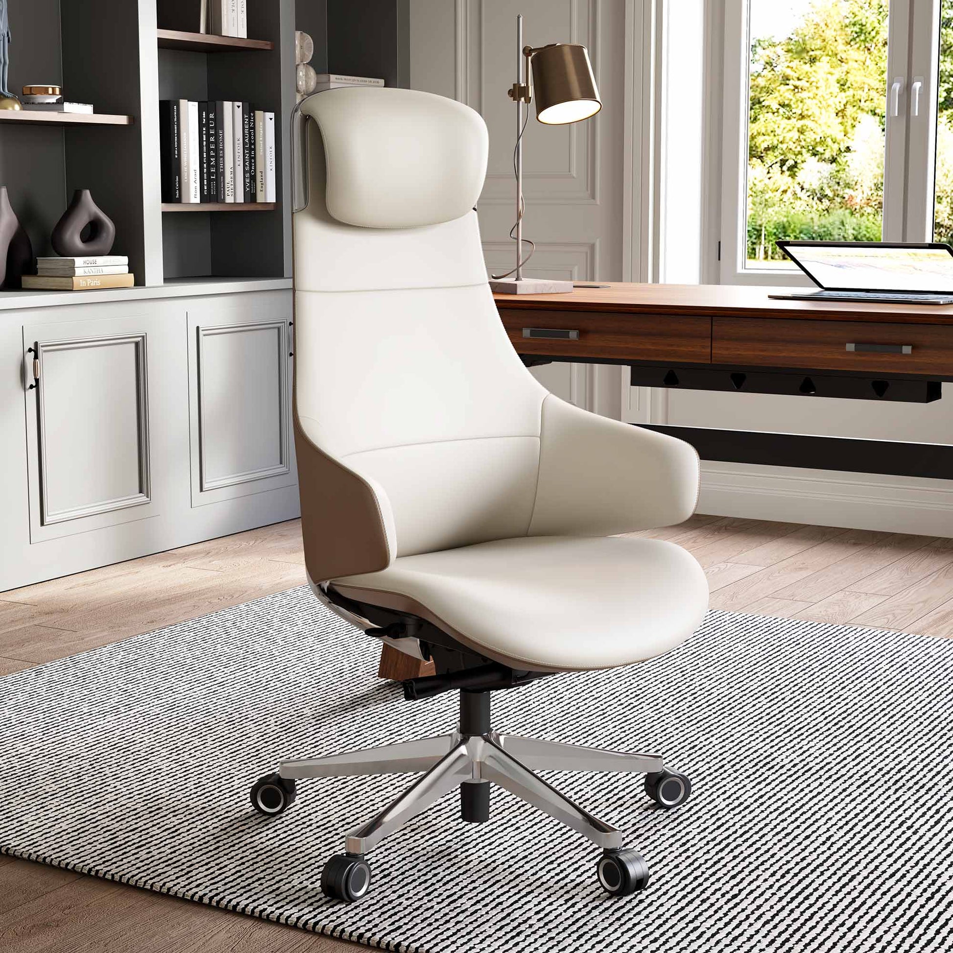Eureka Ergonomic Modern High End-Luxury Genuine Leather Office Chair,Eureka Ergonomic Modern High End-Luxury Genuine Leather Office Chair,Off-White