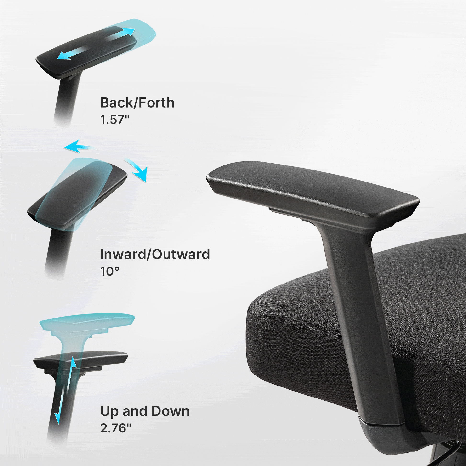 adjustable armrest,blue, fabric