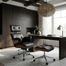Mathias Leather Executive Chair with Ottoman