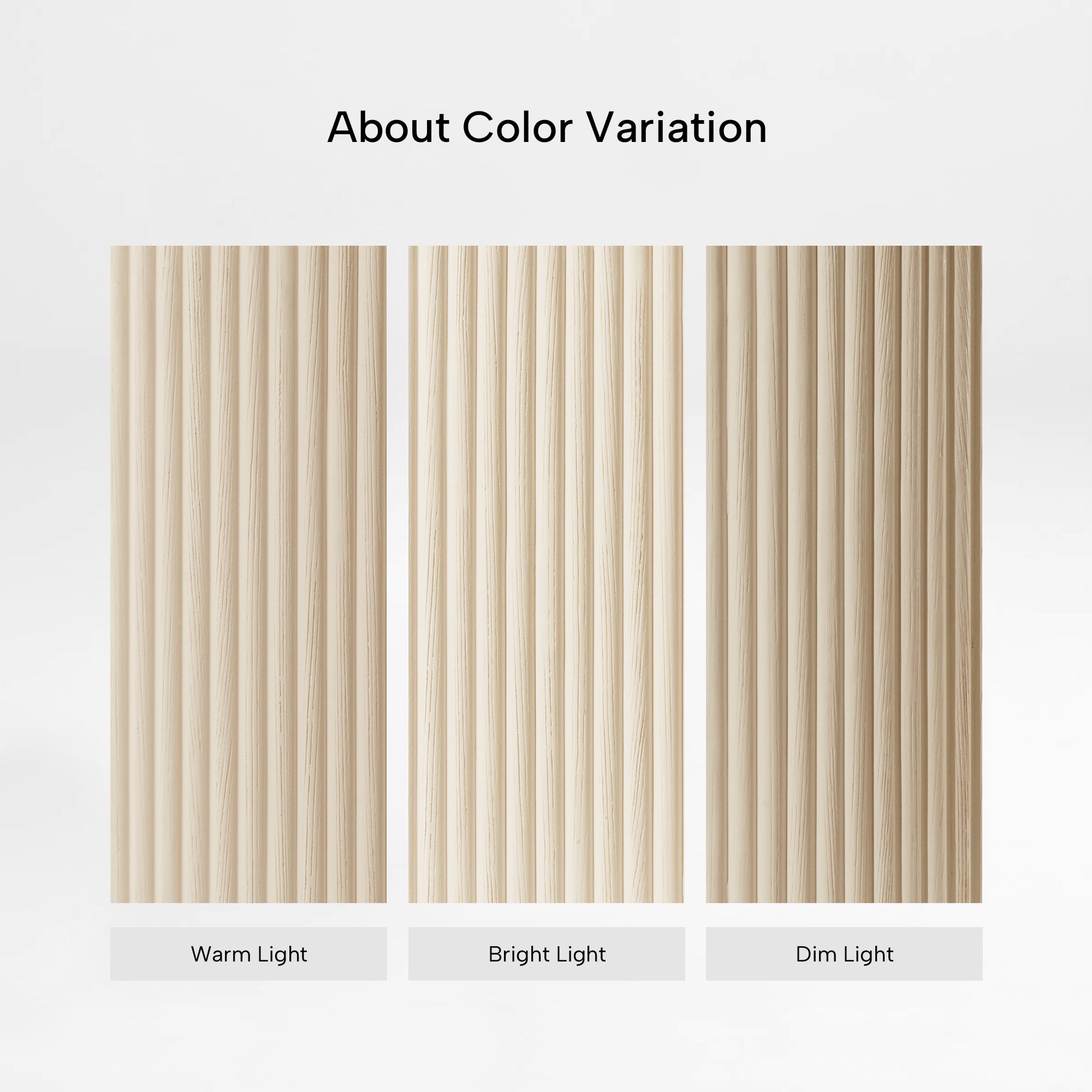 Eureka Ergonomic Opal Desk Modesty Panel color variation under warm, bright, and dim light.