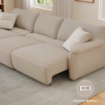 Vero Power Sleeper Sofa in Light Beige, Control Button, Breathable Mesh Fabric, Modern Modular Design.