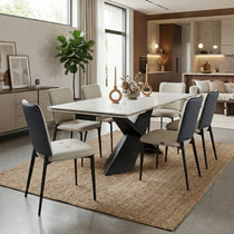 Aspen, Upholstered Dining Side Chairs Set of 2,  Indigo Blue& Off-White