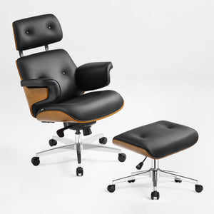 Eureka Ergonomic Mathias black chair and ottoman set