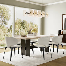 Chateau Dining Chairs in Off-White, Modern Design, Black Legs. Contemporary Dining Room Furniture Set.