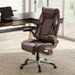 Galene Brown Faux Leather Office Chair With Ergonomic Design, Breathable Mesh, and Workspace Comfort.